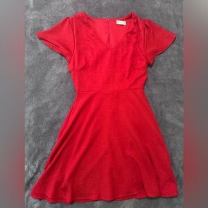 Altar'd State Red V-Neck Midi Short Sleeve Dress